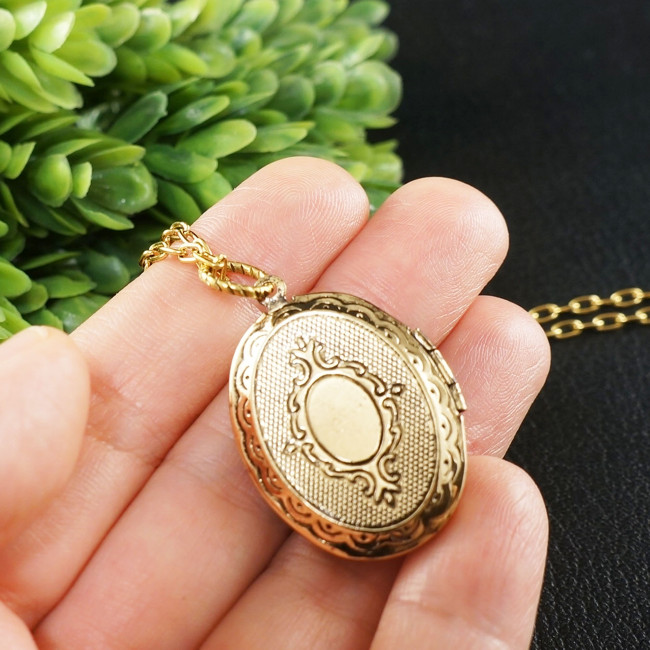 Медальон для фото с Малахитом Кулон Малахит Зеленый овальный №3 antique gold