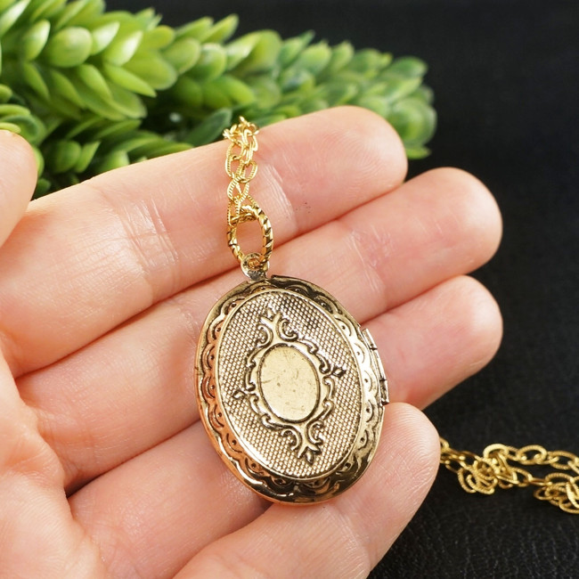 Медальон для фото с Лазуритом Кулон Лазурит Синий овальный №4 antique gold