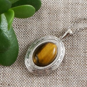 Медальон Тигровый глаз antique silver
