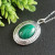 Медальон Кулон овальный Малахит Малахитовый Зеленый antique silver