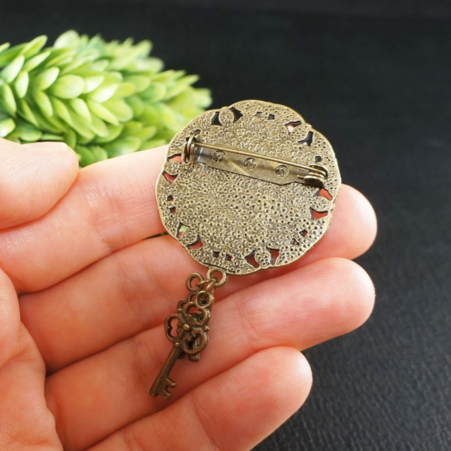 Брошь Ретро Круглая с Ключиками Ключ Ключик Find Находить