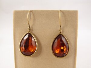 Серьги Янтарные Капли Кристаллы Сваровски