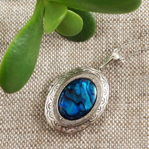 Медальон овальный Перламутр Гелиотис antique silver