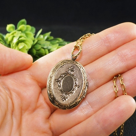 Медальон Кулон Гранат Бордовый овальный antique gold