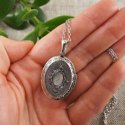 Медальон Инталия Красная Волшебная роза antique silver