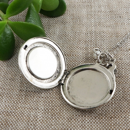 Медальон Морское стекло голубое antique silver Медальон Морское стекло голубое antique silver