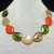 Колье Красное Оливковое Бежевое Геометрическое Бусы легкие