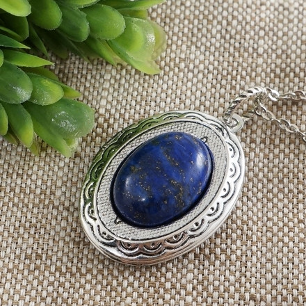 Медальон овальный Лазурит синий antique silver Медальон овальный Лазурит синий antique silver