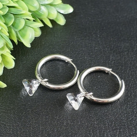 Серьги Кольца Прозрачные Кристаллы Сваровски Silver
