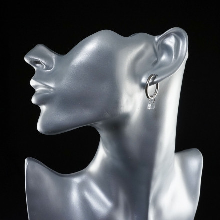 Серьги Кольца Прозрачные Кристаллы Сваровски Silver