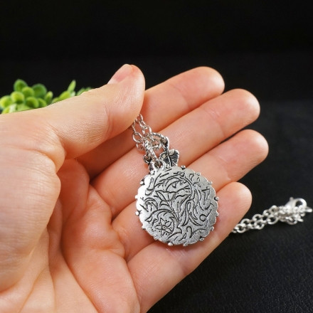 Подвеска Кулон Зеркало 20мм Цветок Листик antique silver