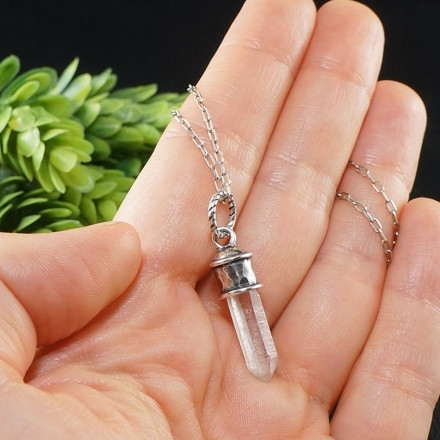 Кулон Подвеска Кристалл Сталактит Кварца минимализм silver