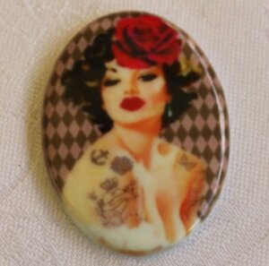 Кабошон Pin Up Girl №1 30х40мм, фарфор