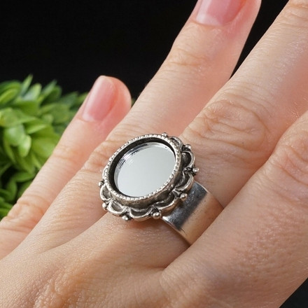 Кольцо Зеркало цветочное antique silver