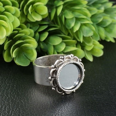 Кольцо Зеркало цветочное antique silver