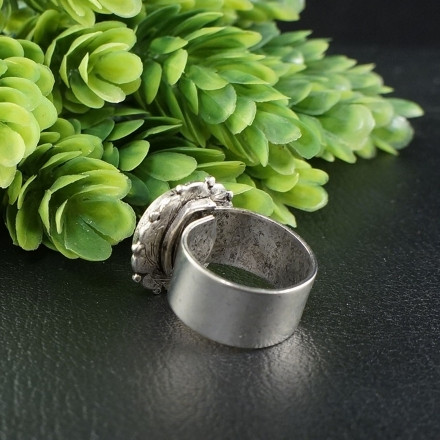 Кольцо Зеркало цветочное antique silver