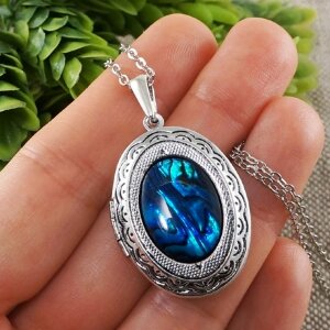 Медальон овальный Перламутр Гелиотис №6 antique silver