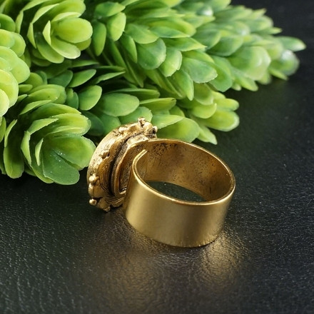 Кольцо Зеркало цветочное antique gold