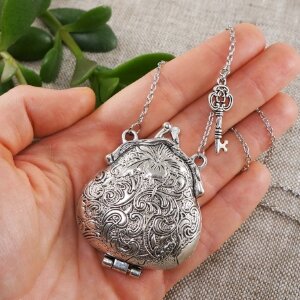 Подвеска Сумочка Кошелек Медальон с секретом silver