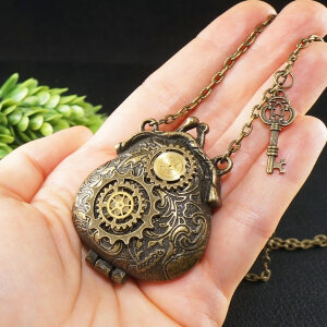 Подвеска Кулон Стимпанк Кошелек Сумочка Медальон Steampunk Шестренки №4