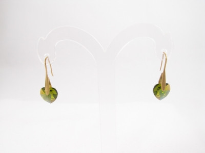 Серьги Оливковые сердечки кристаллы Сваровски Swarovski