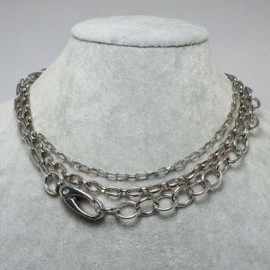 Колье Цепь Крупная тройная Rhodium