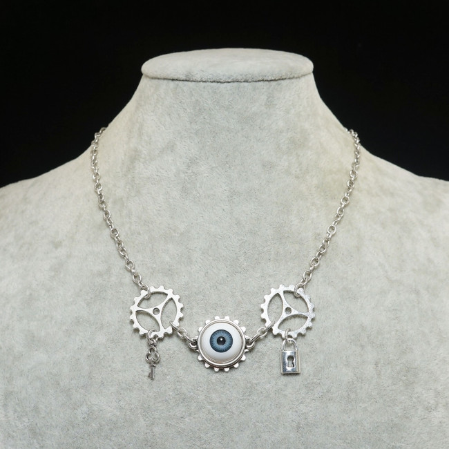 Колье Стимпанк Глаз Steampunk Шестеренки с Глазом №6 silver