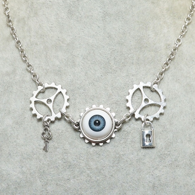 Колье Стимпанк Глаз Steampunk Шестеренки с Глазом №6 silver