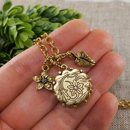 Подвеска Зеркало цветочное antique gold Подвеска Зеркало цветочное antique gold