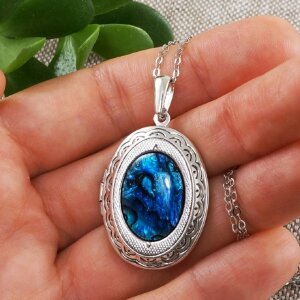 Медальон овальный Перламутр Гелиотис №3 antique silver