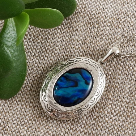 Медальон овальный Перламутр Гелиотис №4 antique silver