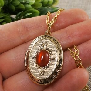 Медальон овальный Сердолик antique gold