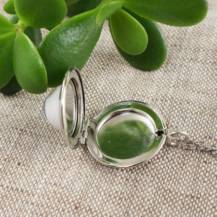 Медальон Глаз Лавандовый Голубой круглый rhodium
