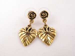 Серьги Золотистый лист фиалки